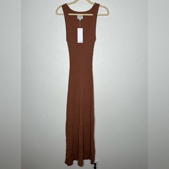 NWT ALLFENIX Anthropologie Ribbed MochaBrown Maxi Dress Size XL Spring Break